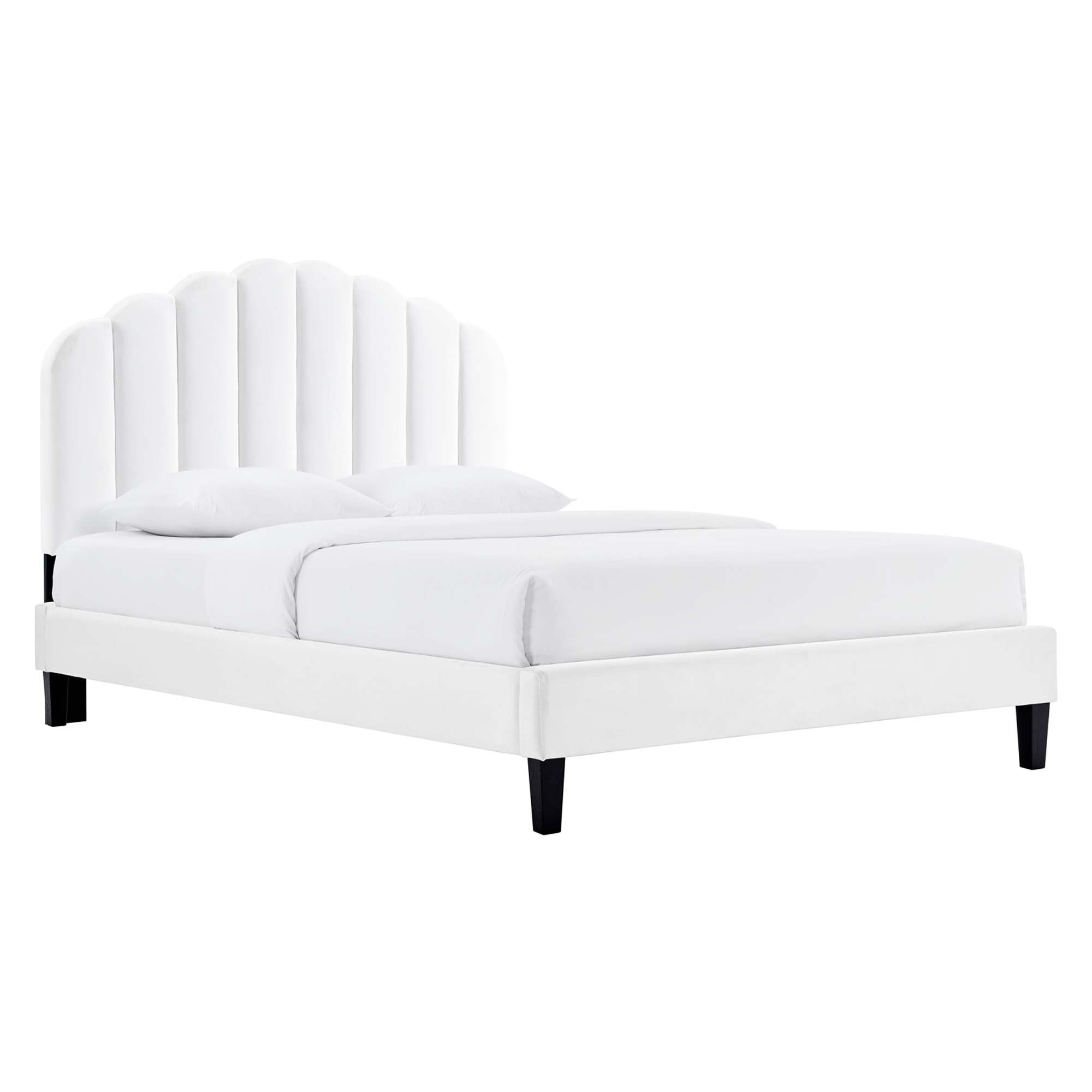 Daisy Performance Velvet Full Platform Bed - White