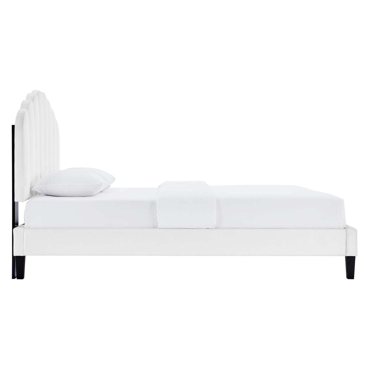 Daisy Performance Velvet Full Platform Bed - White