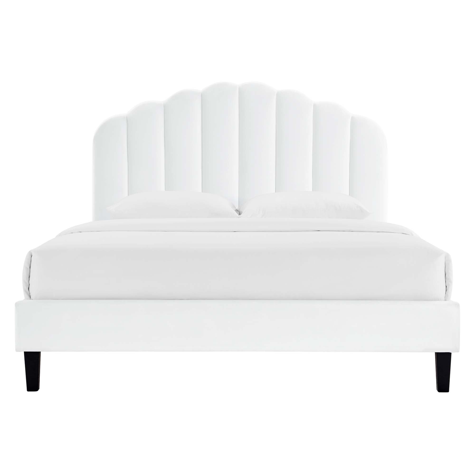 Daisy Performance Velvet Full Platform Bed - White