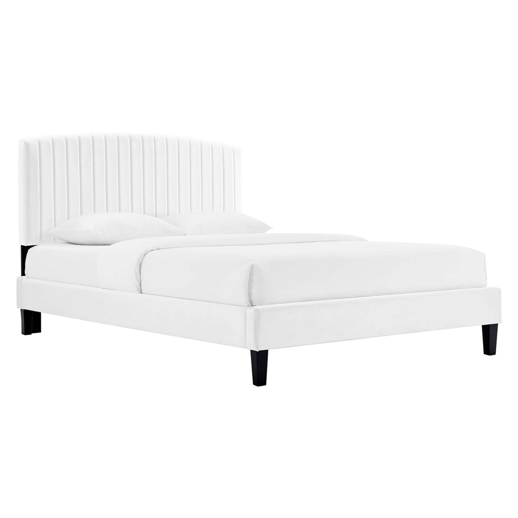 Alessi Performance Velvet Twin Platform Bed - White