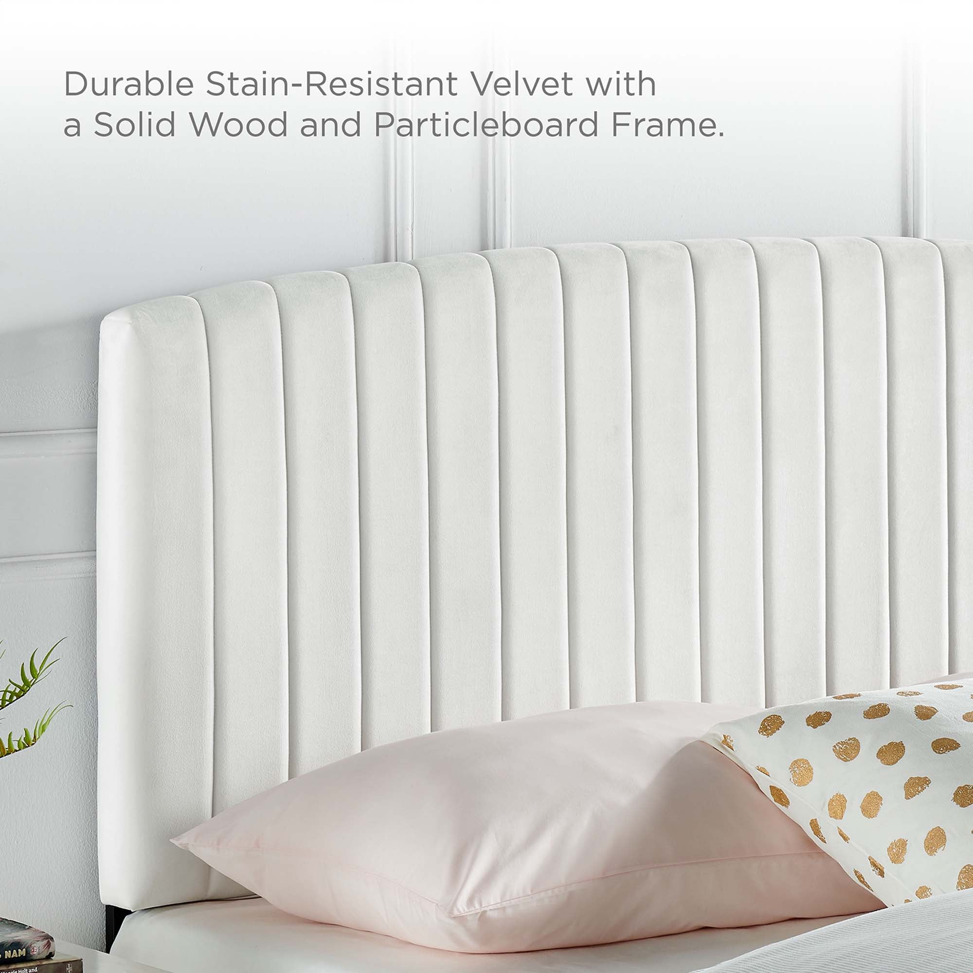 Alessi Performance Velvet Twin Platform Bed - White