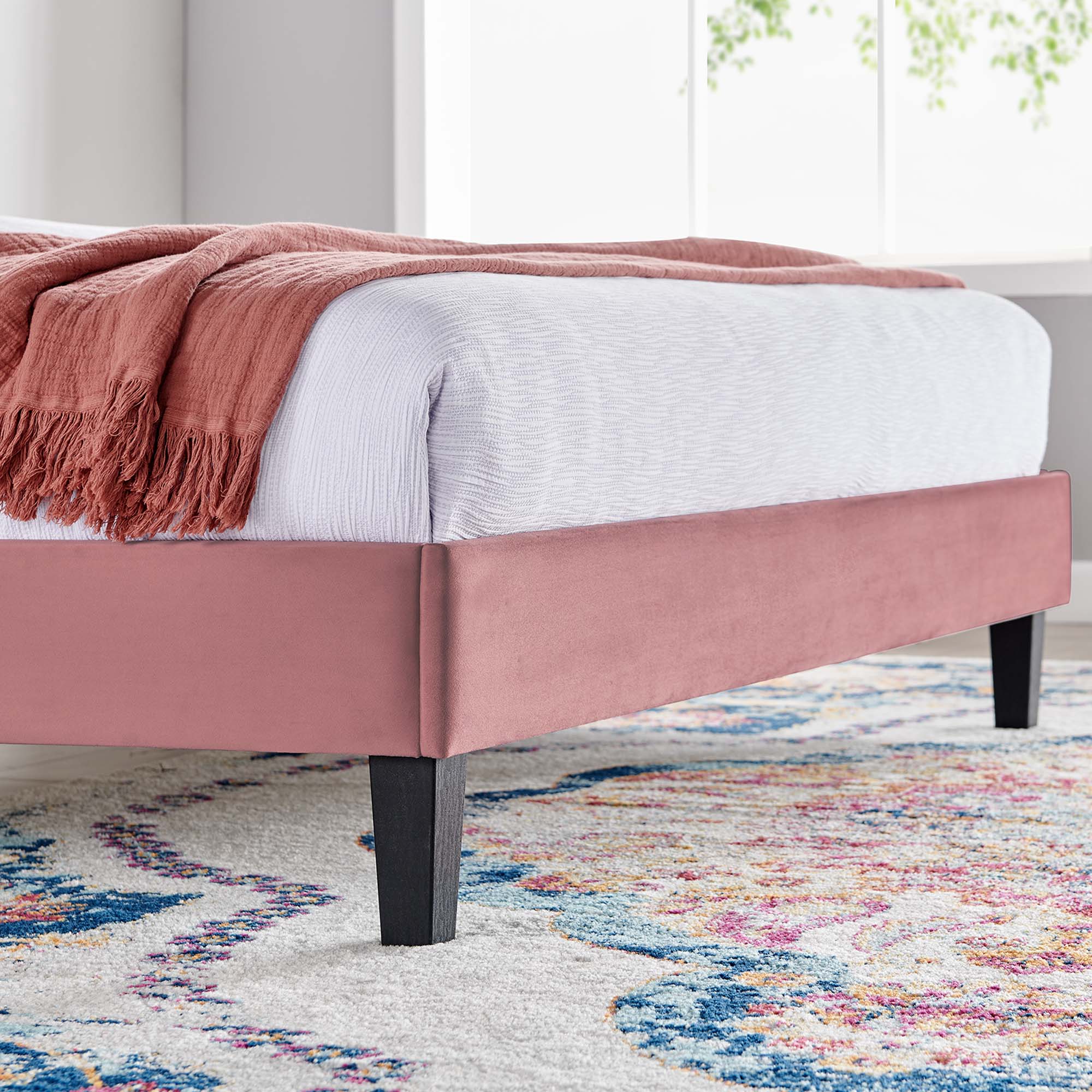 Daisy Performance Velvet Twin Platform Bed - Dusty Rose