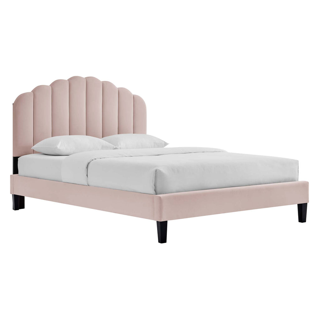 Daisy Performance Velvet Twin Platform Bed - Pink