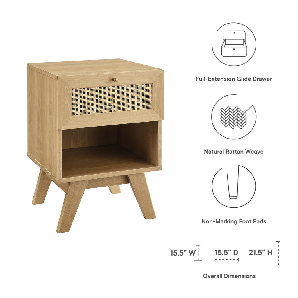 Soma 1-Drawer Nightstand - Oak