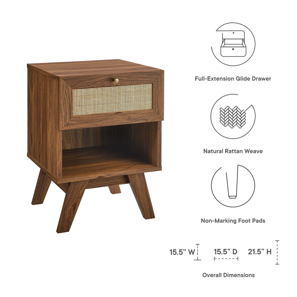 Soma 1-Drawer Nightstand - Walnut