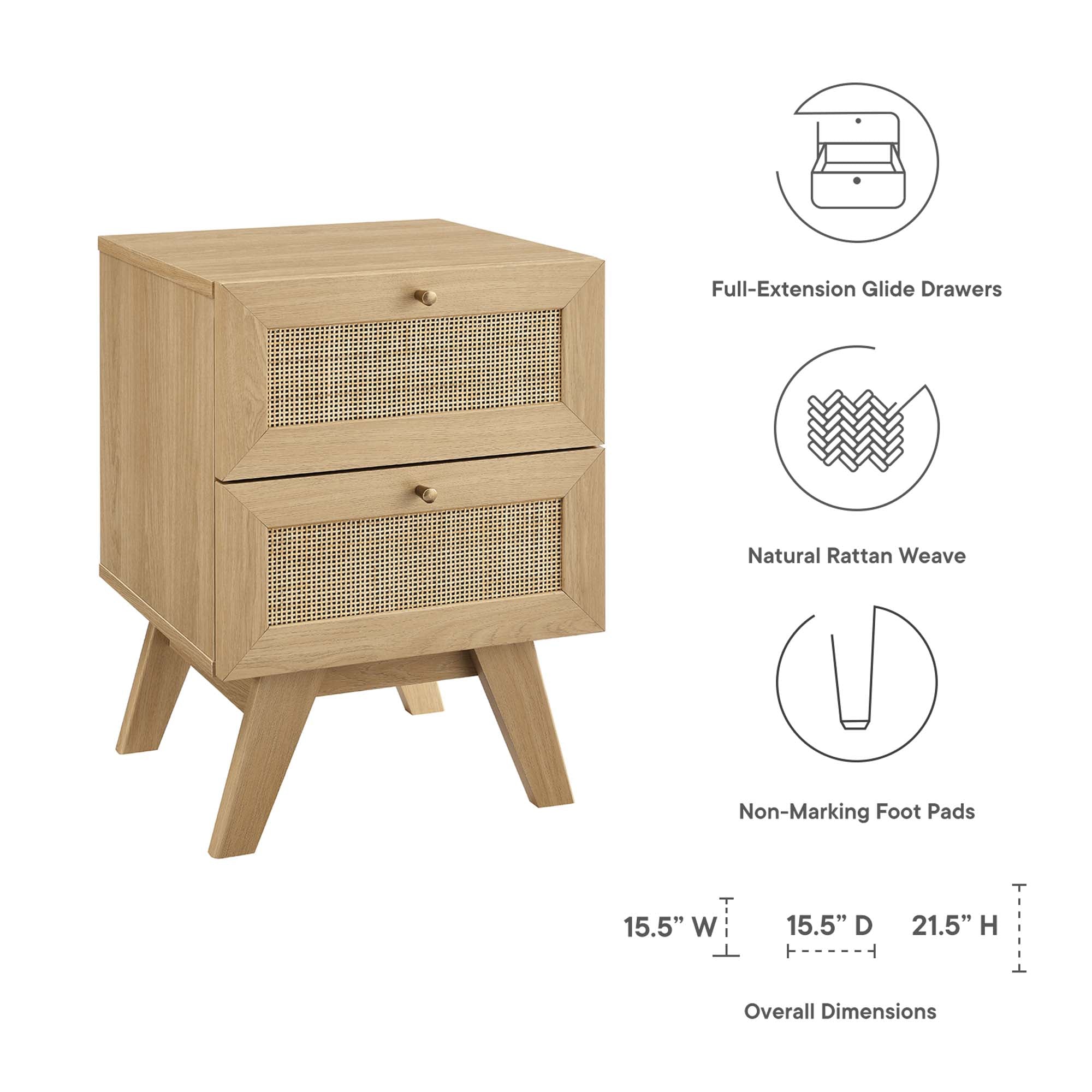 Soma 2-Drawer Nightstand - Oak