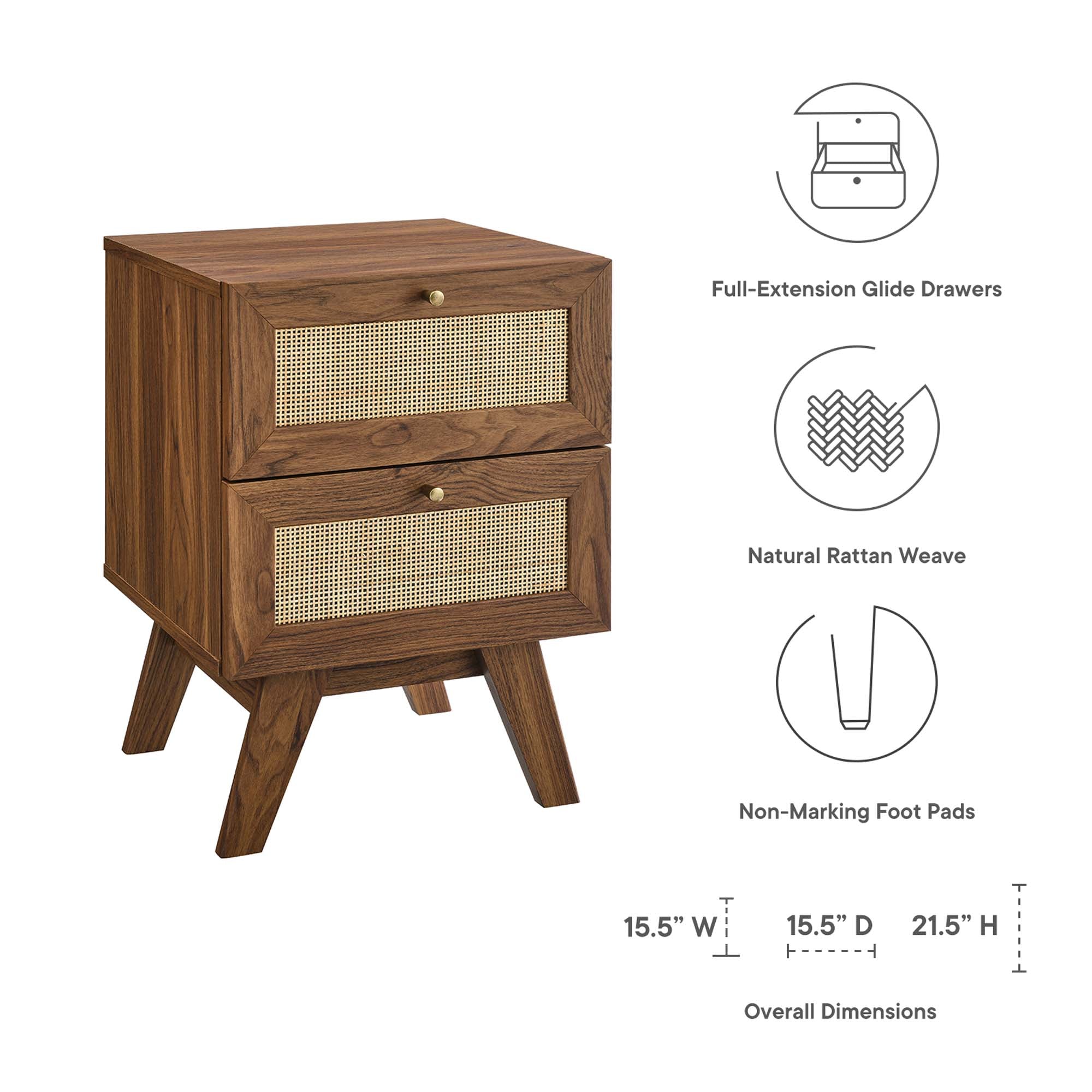 Soma 2-Drawer Nightstand - Walnut