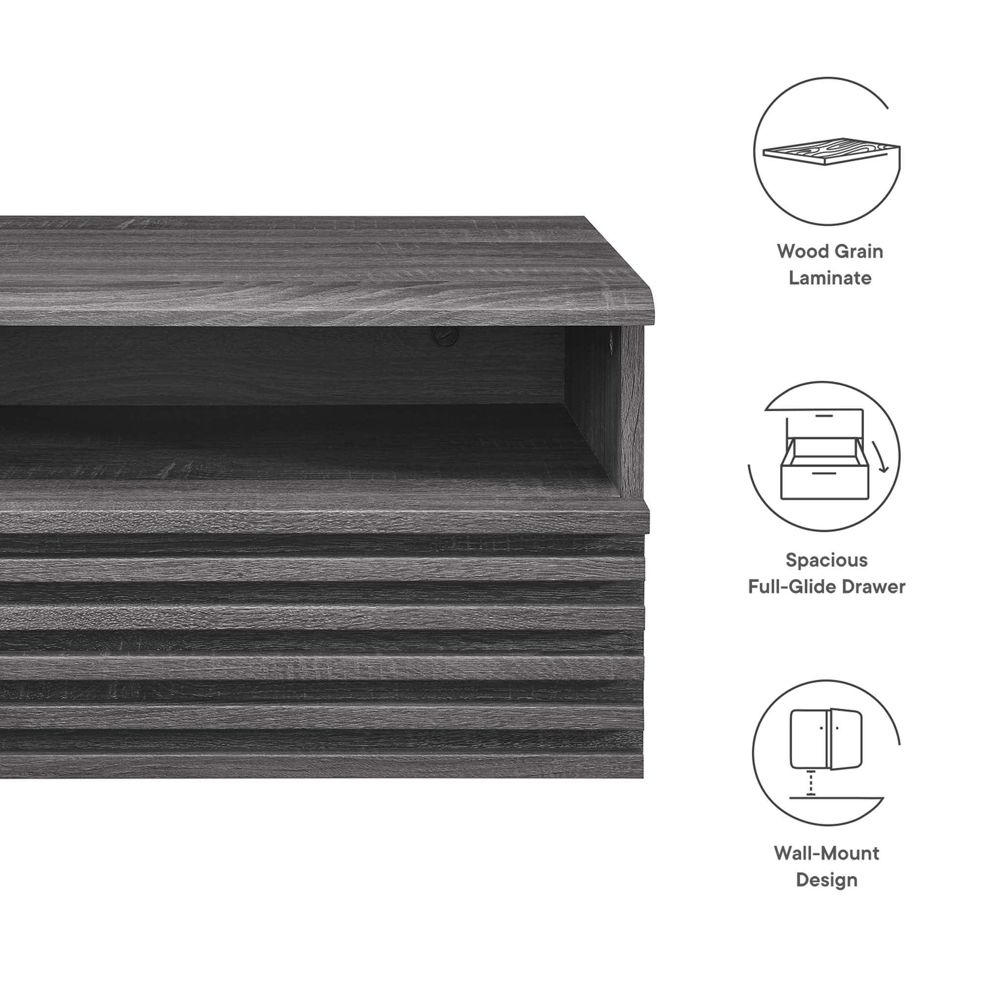 Render Wall-Mount Nightstand - Charcoal