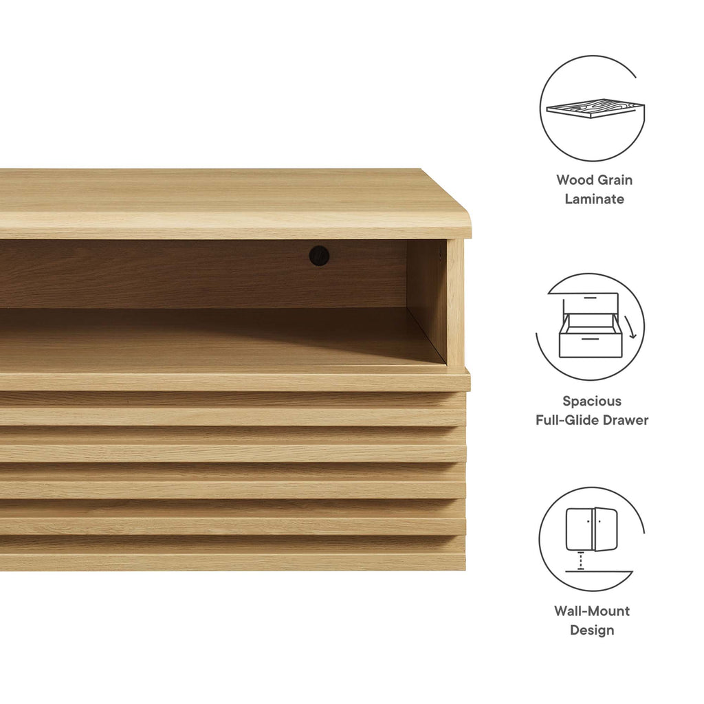Render Wall-Mount Nightstand - Oak