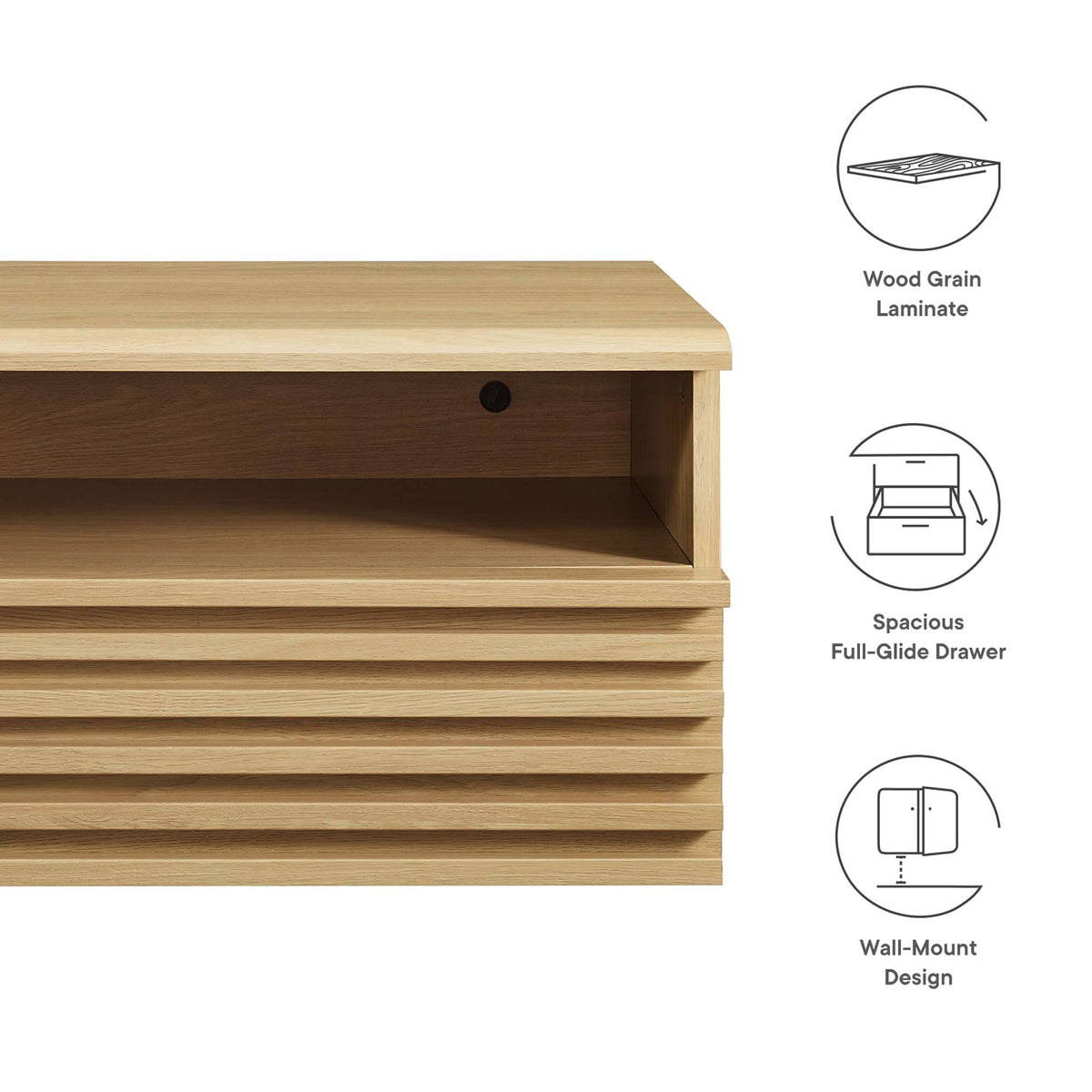 Render Wall-Mount Nightstand - Oak