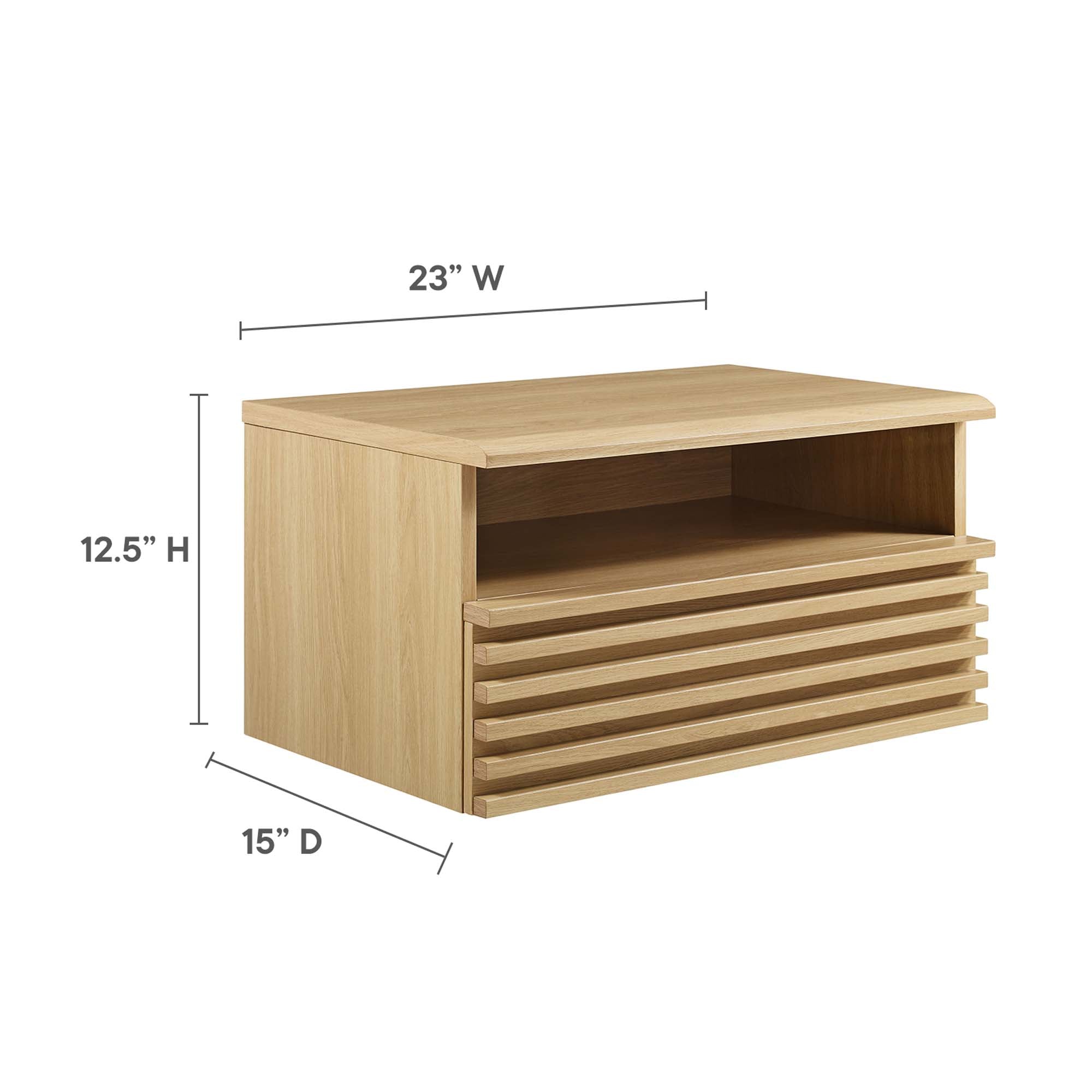 Render Wall-Mount Nightstand - Oak