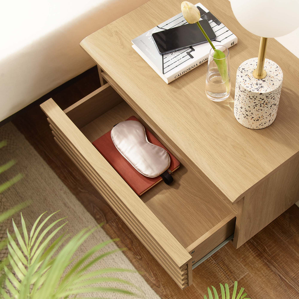 Render Wall-Mount Nightstand - Oak