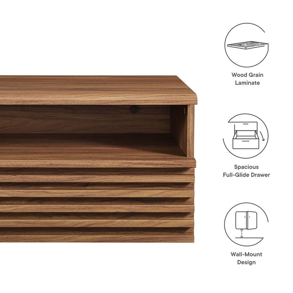 Render Wall-Mount Nightstand - Walnut