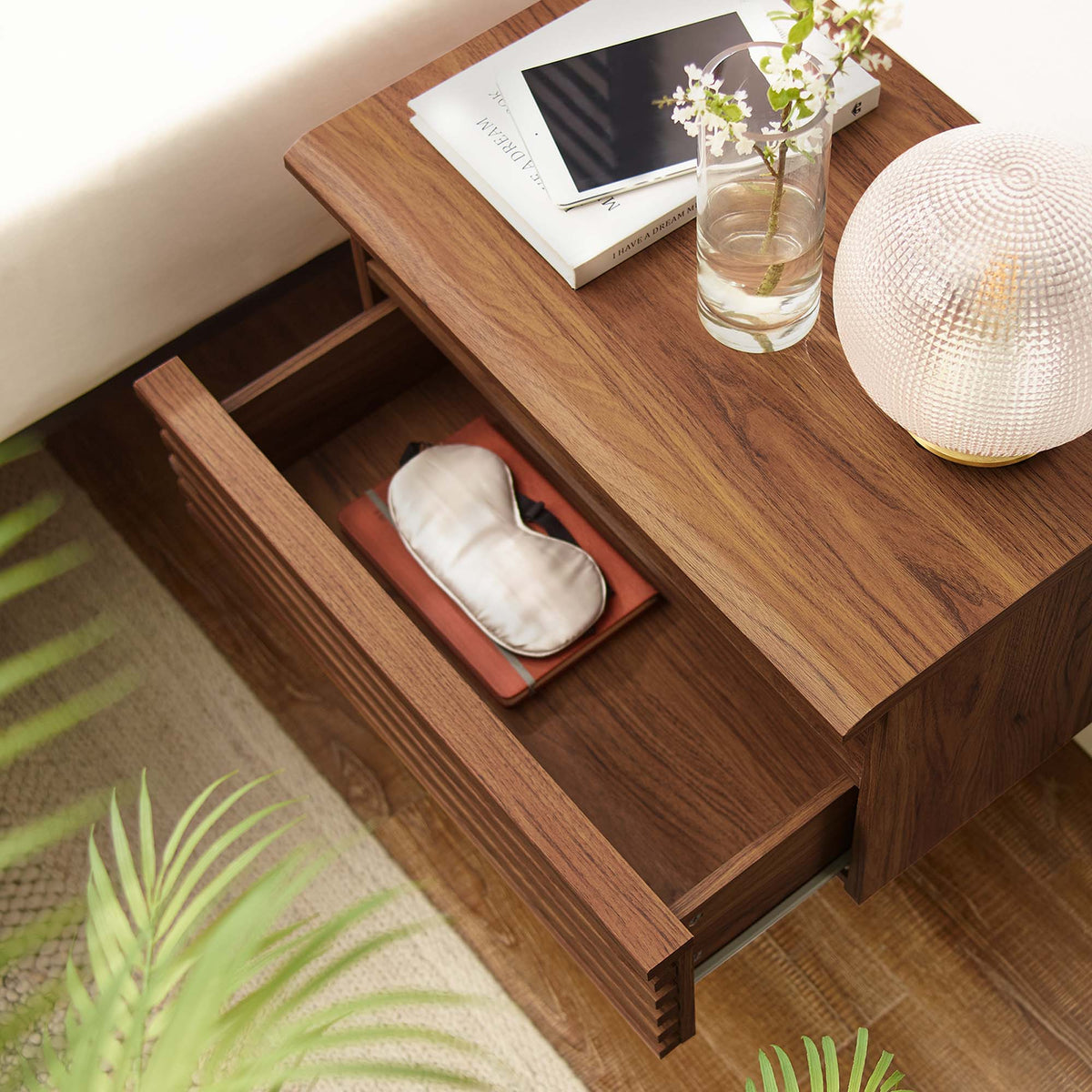 Render Wall-Mount Nightstand - Walnut