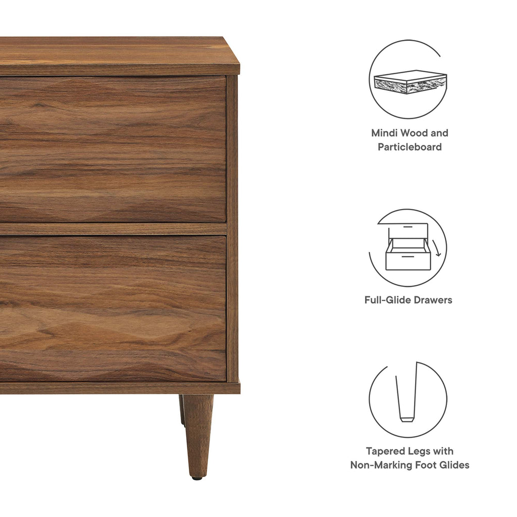 Vespera 2-Drawer Nightstand - Walnut