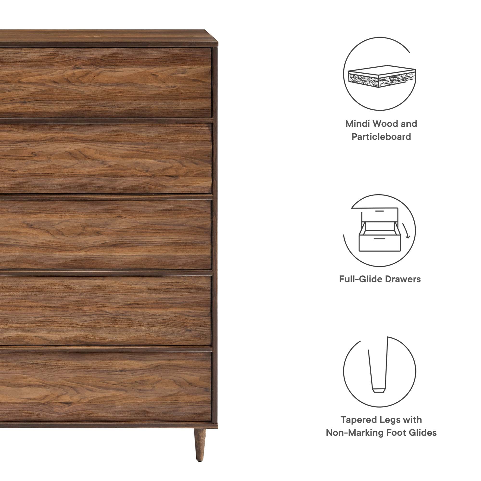 Vespera 5-Drawer Chest - Walnut