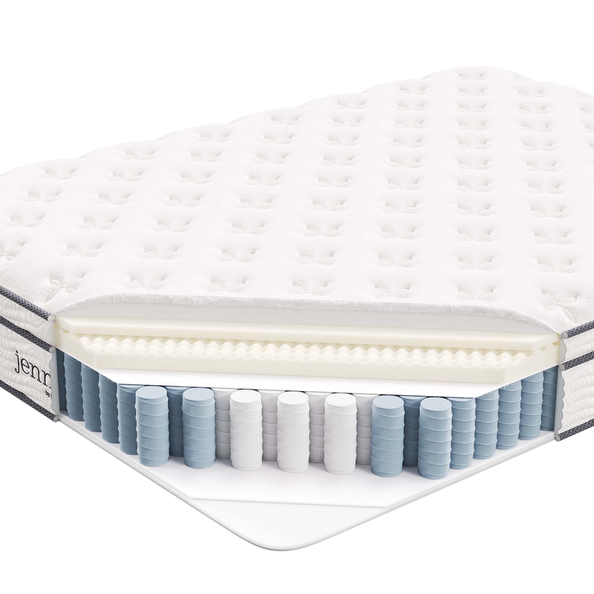 Jenna 12" Innerspring and Foam Queen Mattress - White