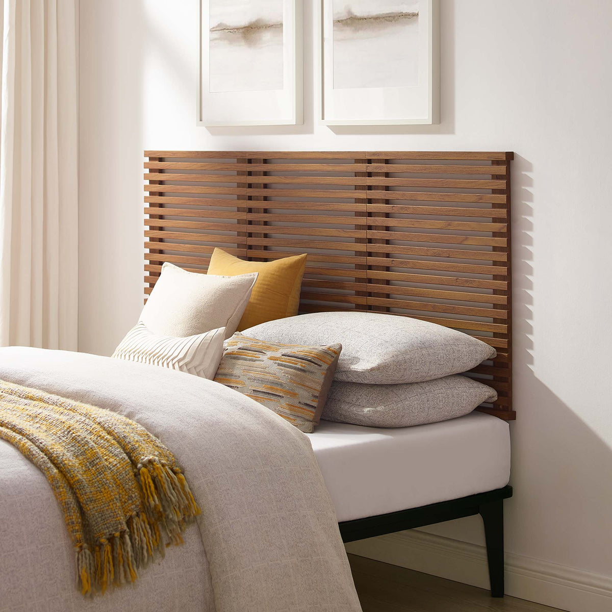 Render Wall Mount Queen Headboard - Walnut