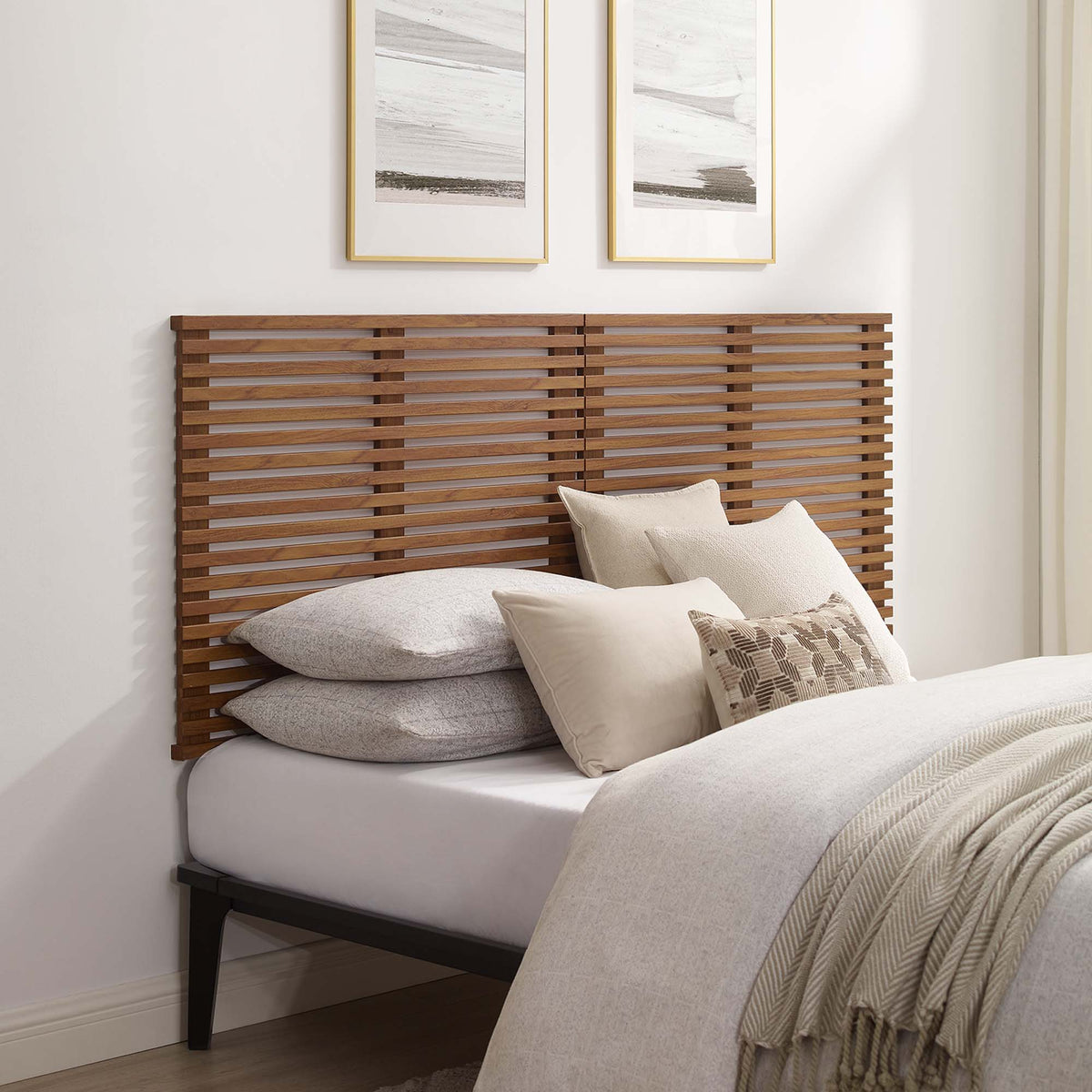 Render Wall Mount King Headboard - Walnut