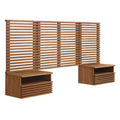 Render Wall Mount Twin Headboard and Modern Nightstands - Walnut