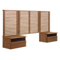 Render Wall Mount Headboard and Modern Nightstands - Walnut — Walnut Twin