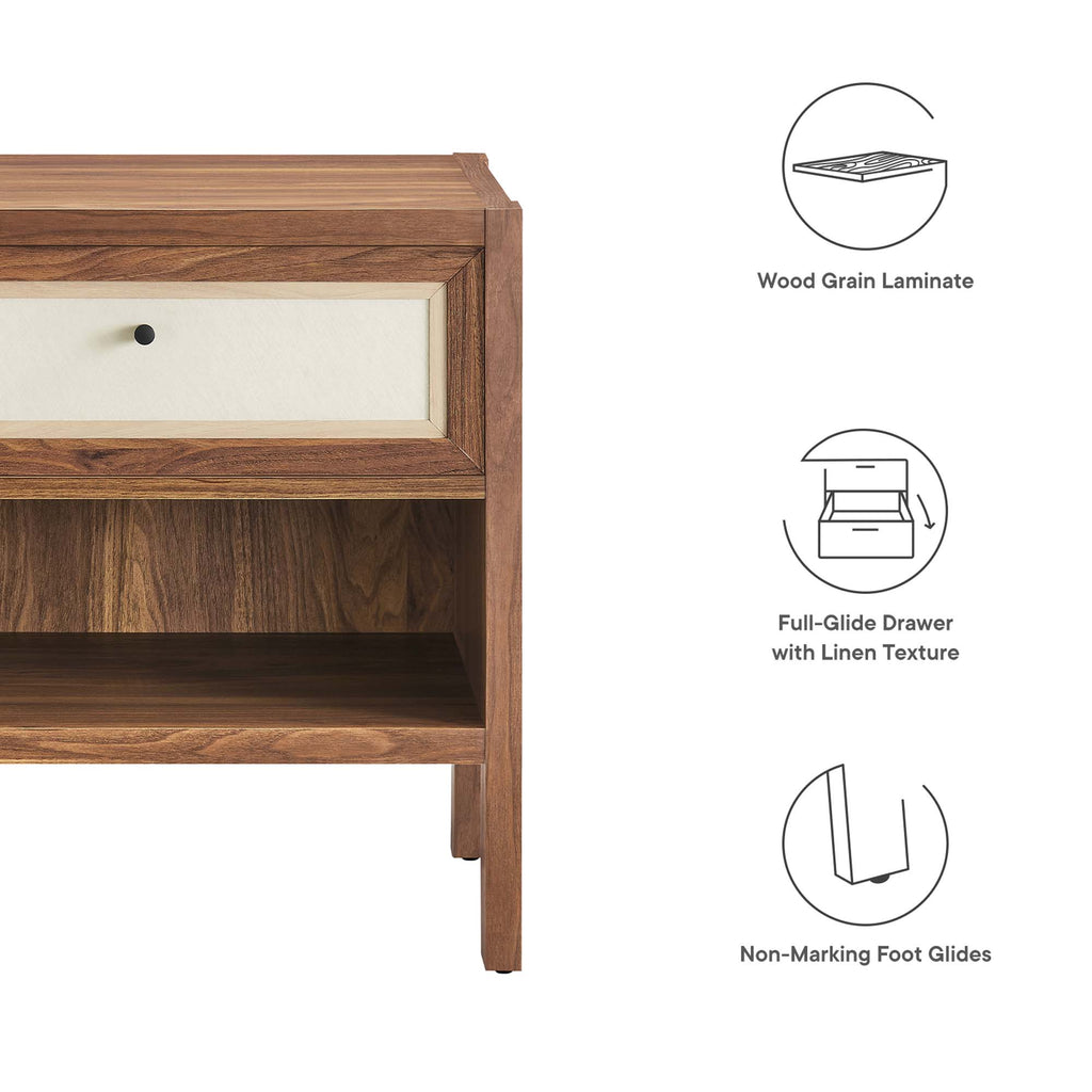 Capri Wood Grain Nightstand - Walnut
