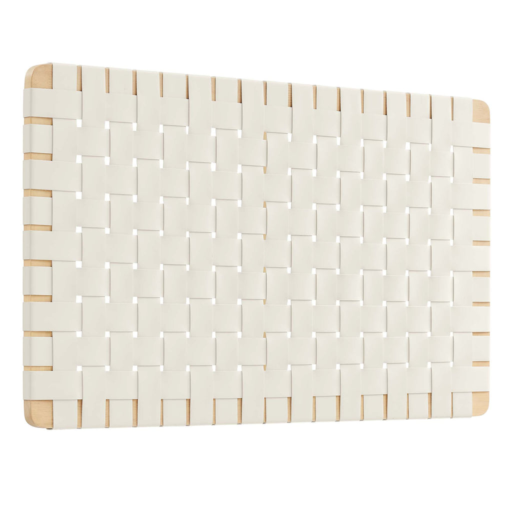 Sparta Weave Wall-Mount Vegan Leather Twin Headboard - Natural Beige