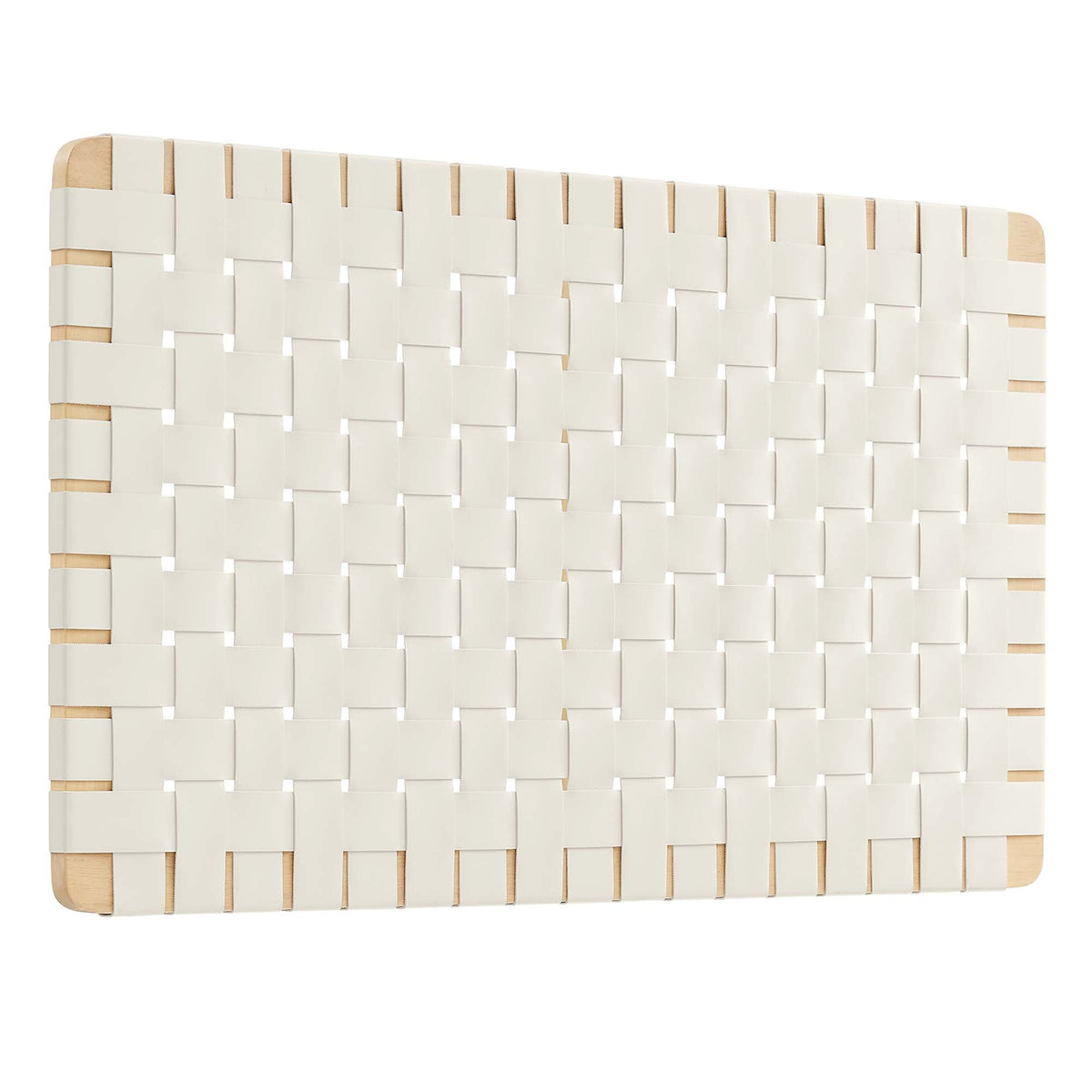 Sparta Weave Wall-Mount Vegan Leather Headboard - Natural Beige — Natural Beige Twin