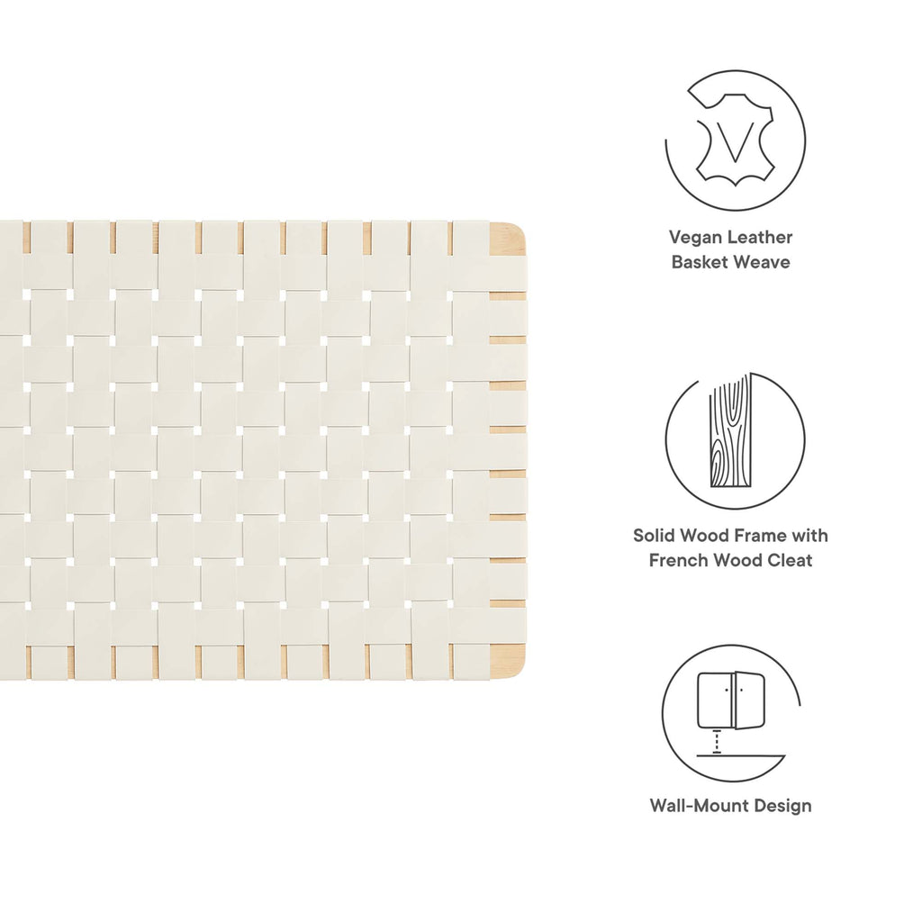 Sparta Weave Wall-Mount Vegan Leather Twin Headboard - Natural Beige