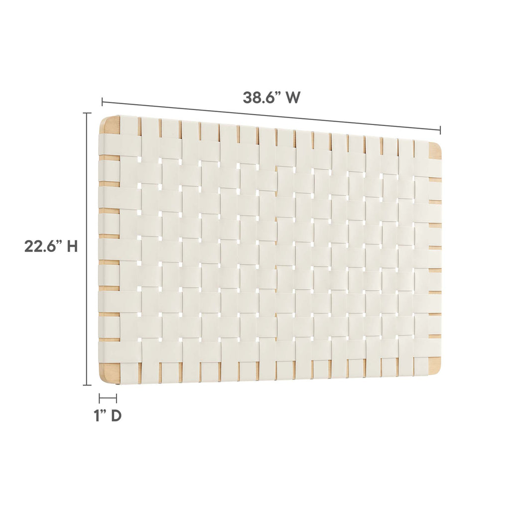 Sparta Weave Wall-Mount Vegan Leather Twin Headboard - Natural Beige