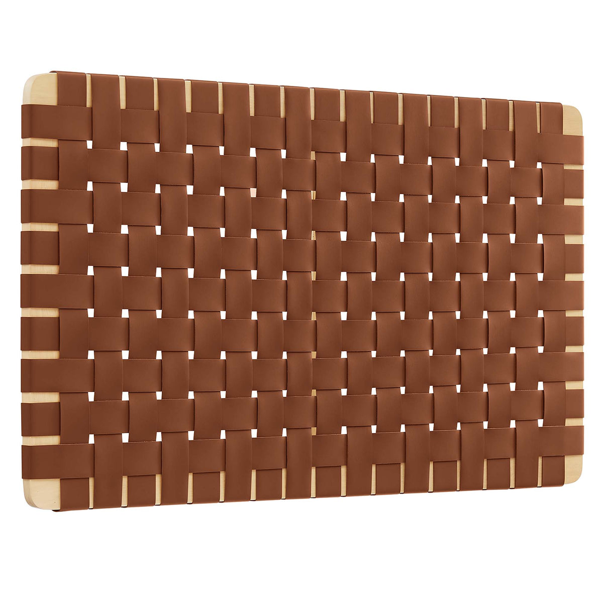 Sparta Weave Wall-Mount Vegan Leather Twin Headboard - Natural Brown