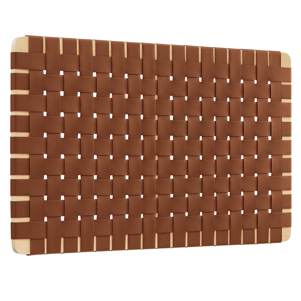 Sparta Weave Wall-Mount Vegan Leather Headboard - Natural Brown — Natural Brown Twin