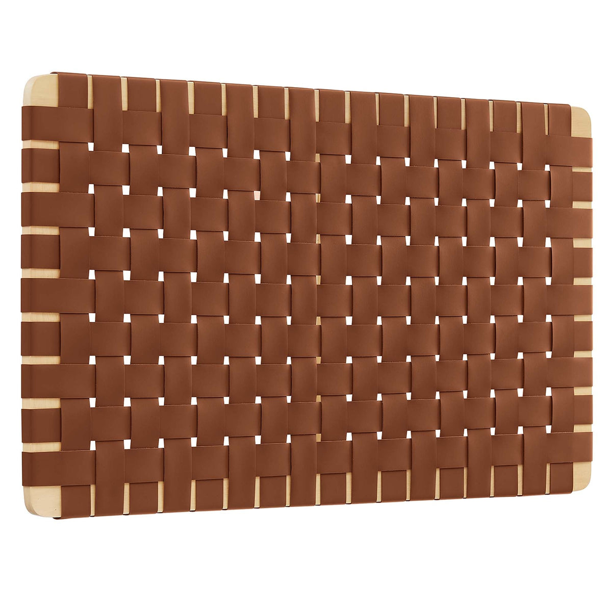 Sparta Weave Wall-Mount Vegan Leather Headboard - Natural Brown — Natural Brown Twin