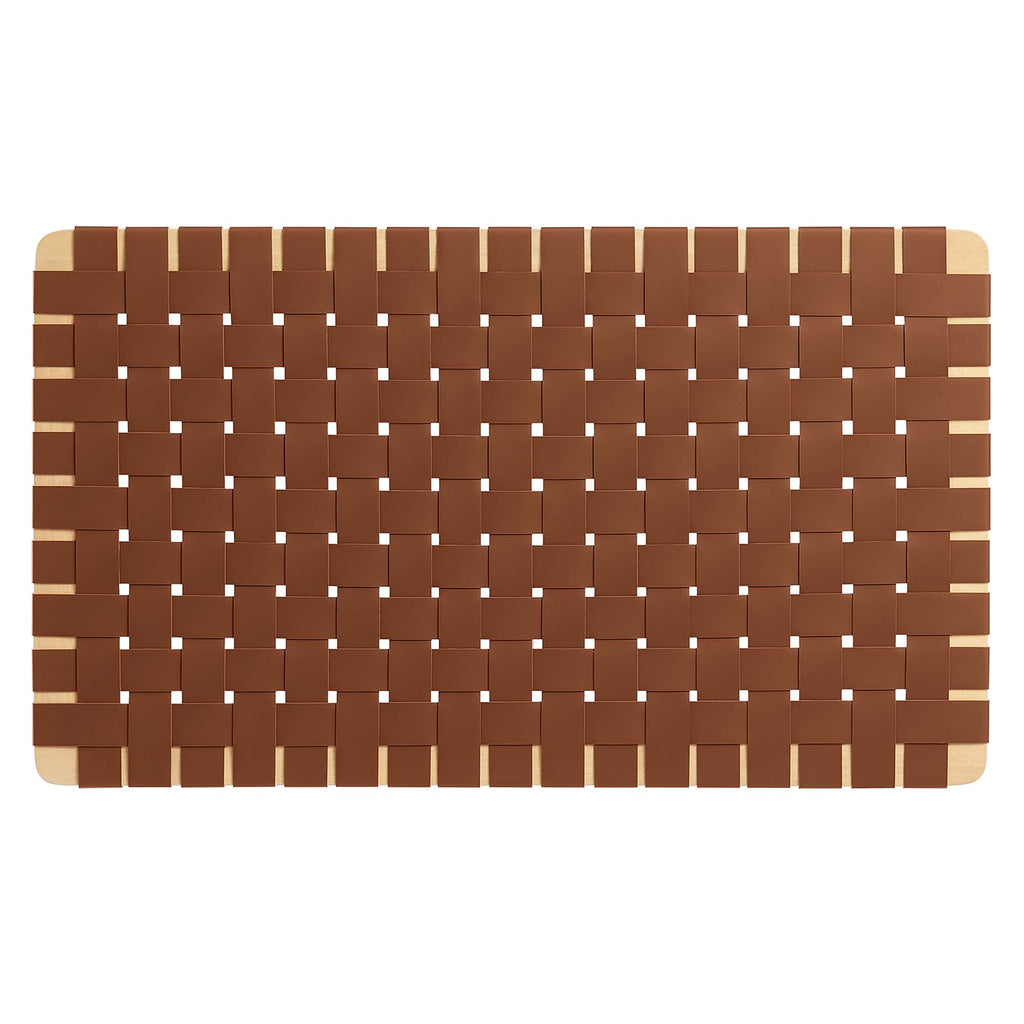 Sparta Weave Wall-Mount Vegan Leather Twin Headboard - Natural Brown