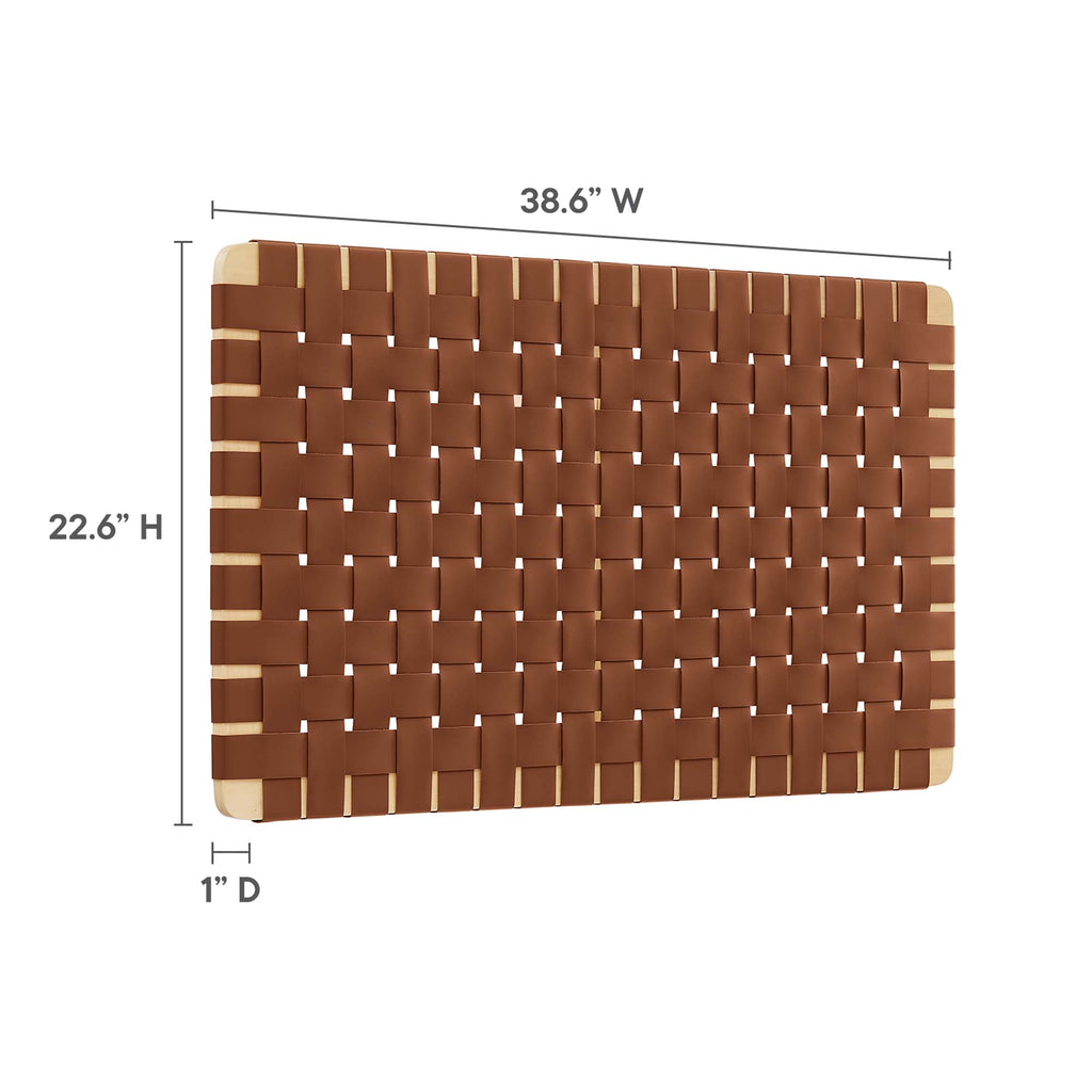 Sparta Weave Wall-Mount Vegan Leather Twin Headboard - Natural Brown