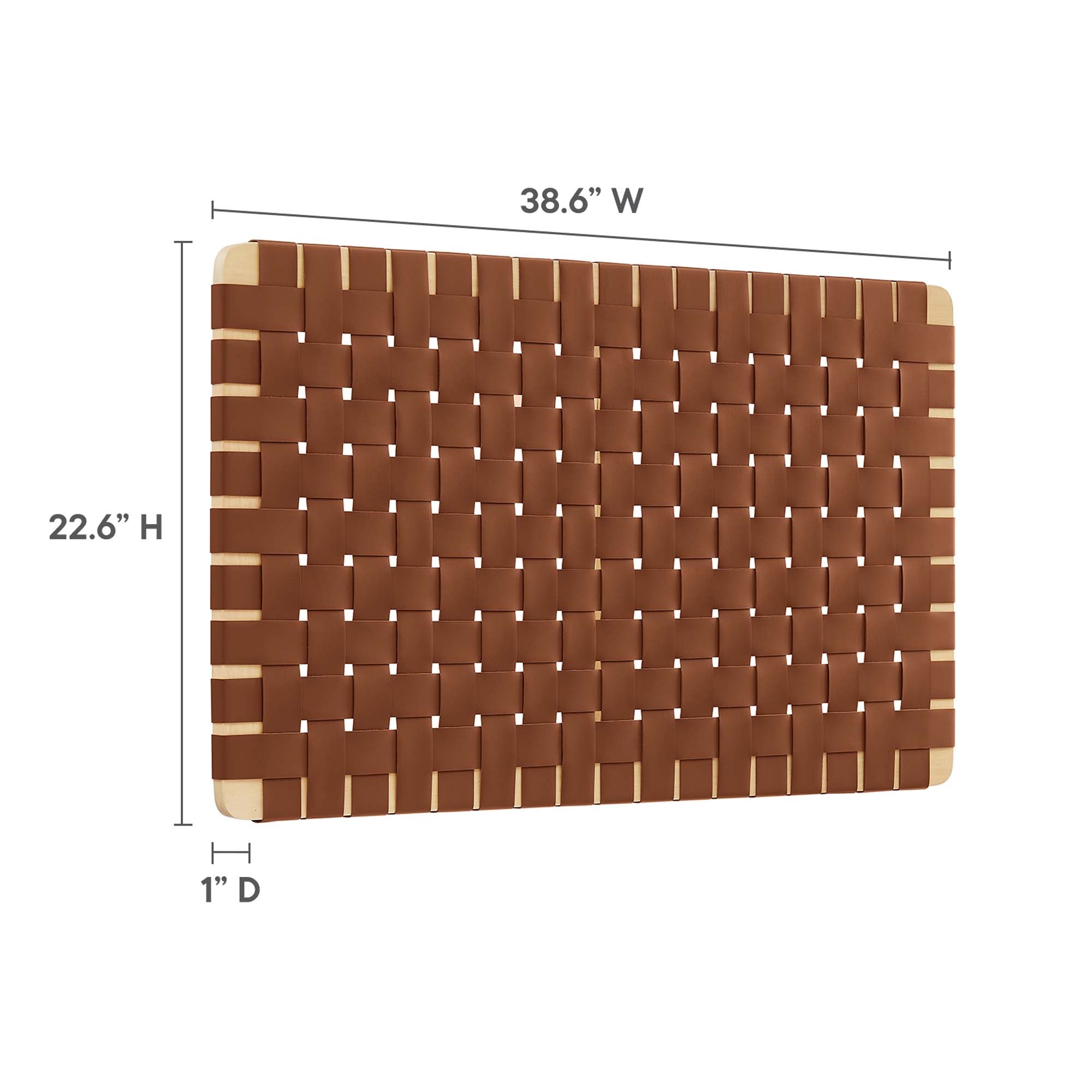 Sparta Weave Wall-Mount Vegan Leather Twin Headboard - Natural Brown