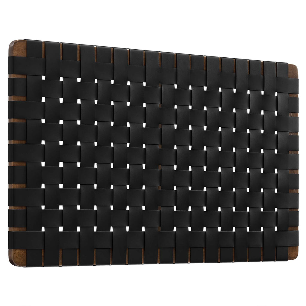 Sparta Weave Wall-Mount Vegan Leather Twin Headboard - Walnut Black