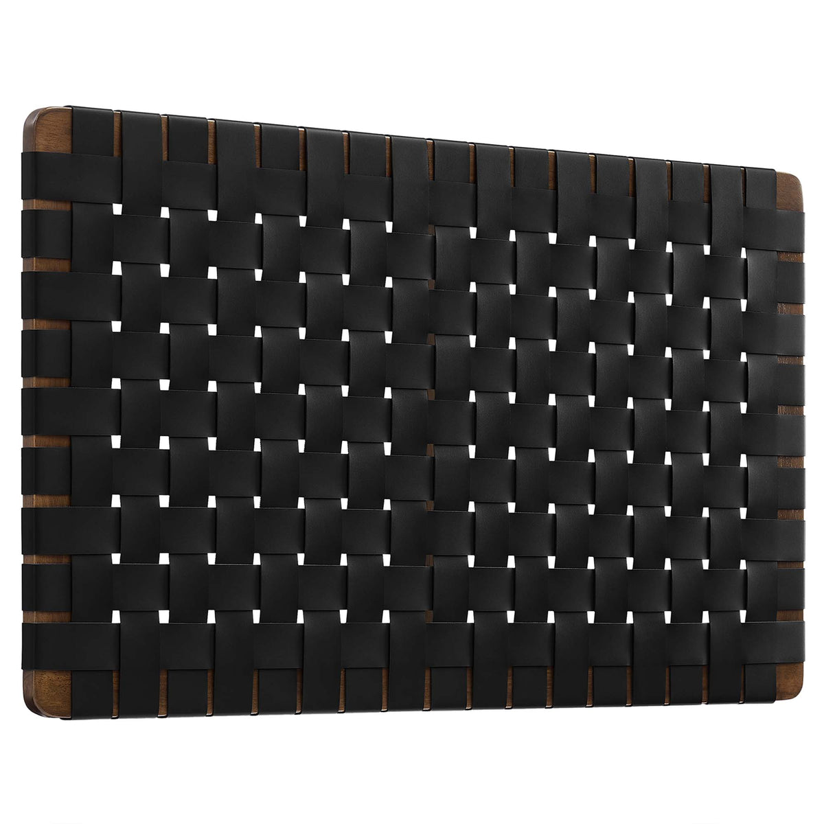 Sparta Weave Wall-Mount Vegan Leather Twin Headboard - Walnut Black