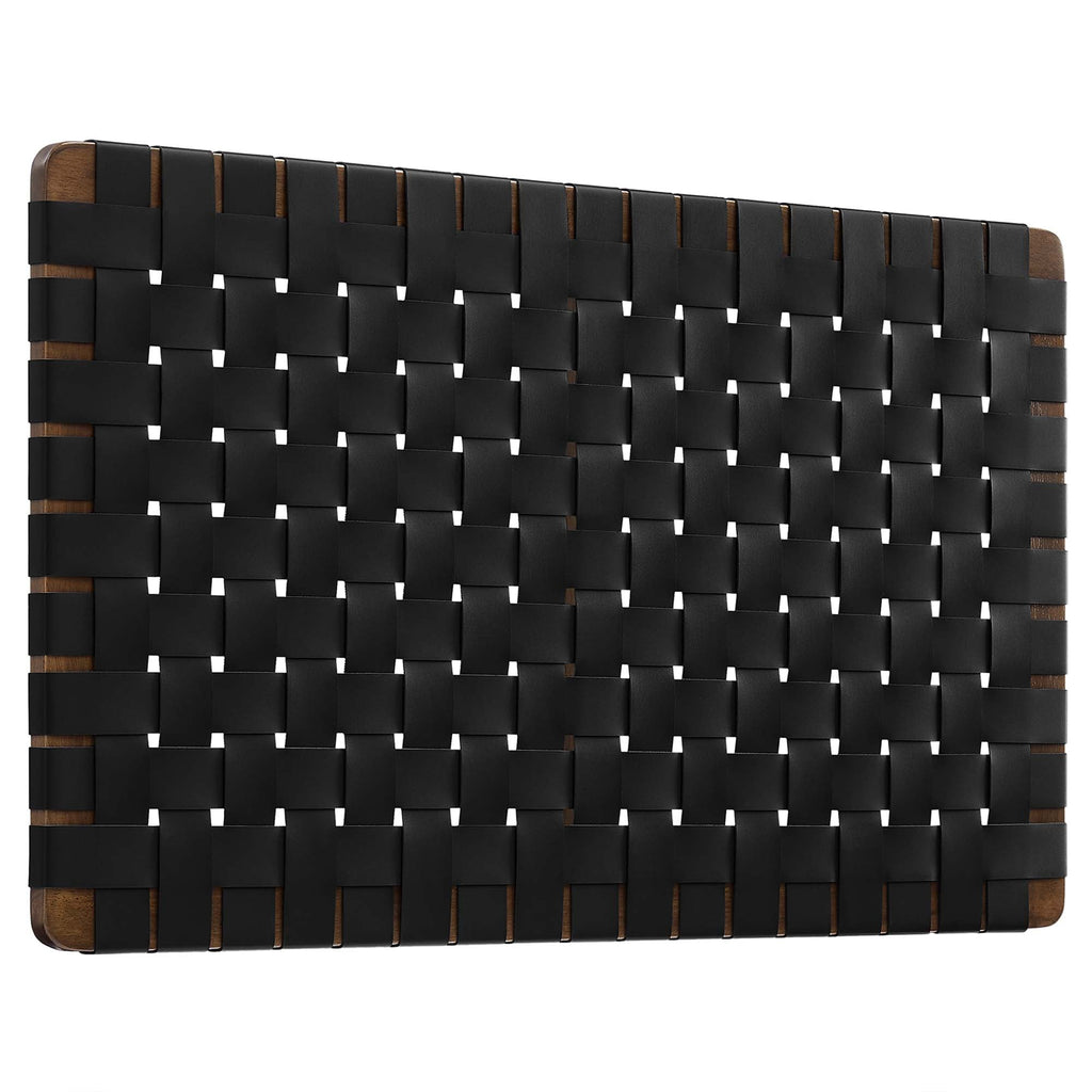 Sparta Weave Wall-Mount Vegan Leather Headboard - Walnut Black — Walnut Black Twin