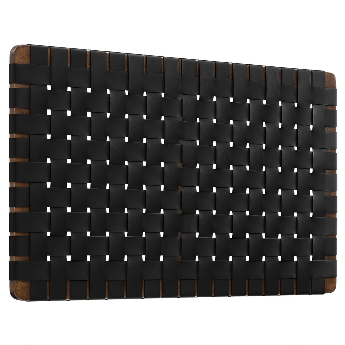 Sparta Weave Wall-Mount Vegan Leather Headboard - Walnut Black — Walnut Black Twin