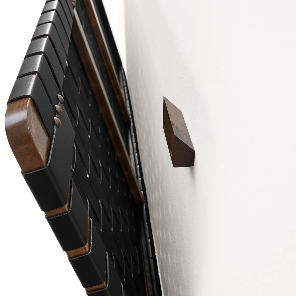 Sparta Weave Wall-Mount Vegan Leather Twin Headboard - Walnut Black