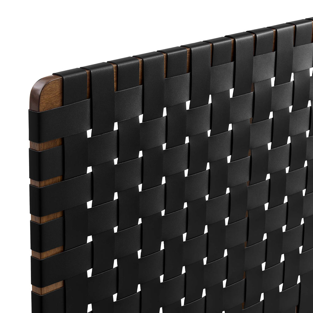 Sparta Weave Wall-Mount Vegan Leather Twin Headboard - Walnut Black