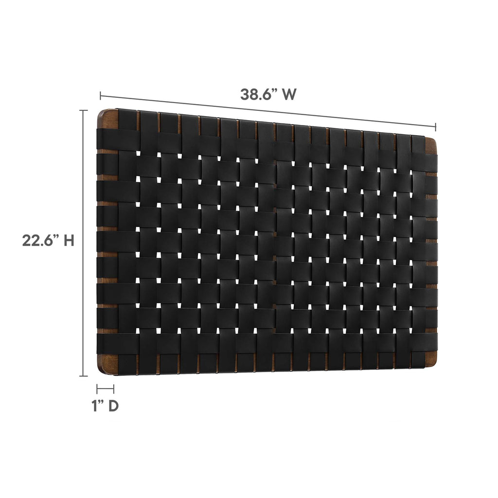 Sparta Weave Wall-Mount Vegan Leather Twin Headboard - Walnut Black