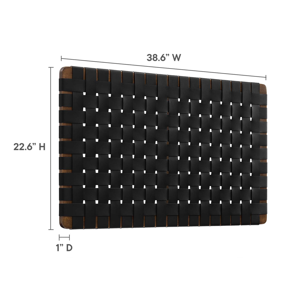 Sparta Weave Wall-Mount Vegan Leather Twin Headboard - Walnut Black