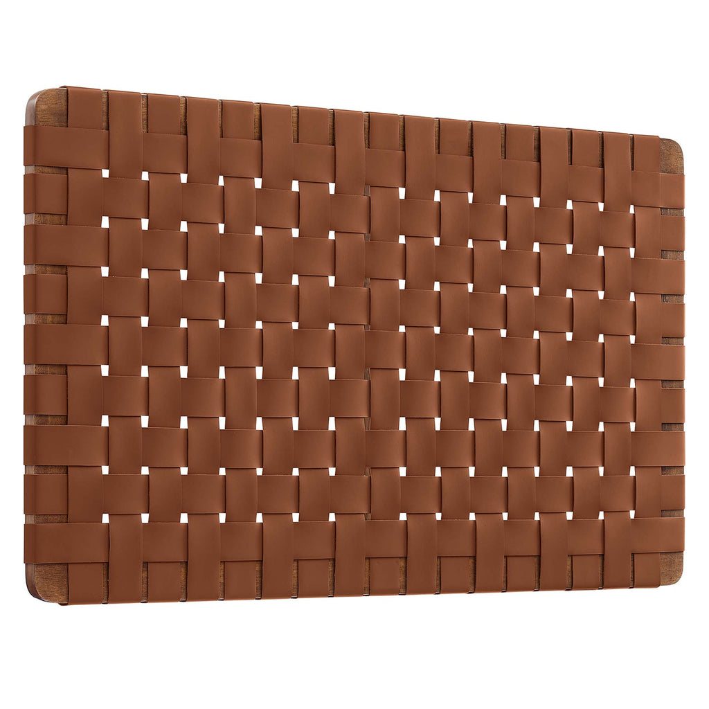 Sparta Weave Wall-Mount Vegan Leather Twin Headboard - Walnut Brown