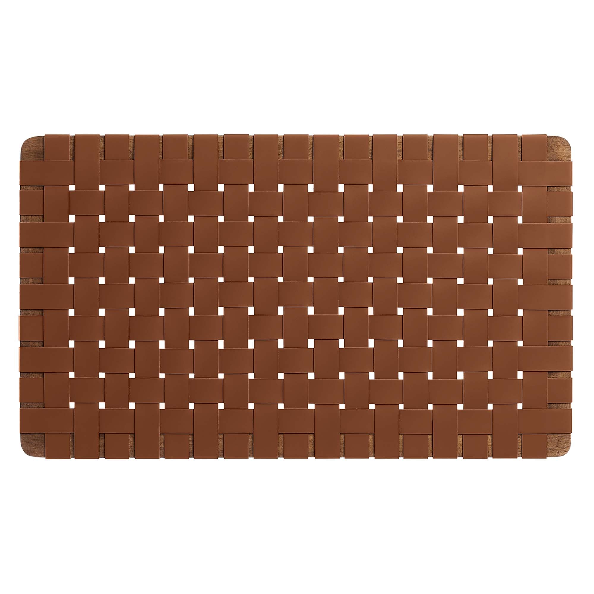 Sparta Weave Wall-Mount Vegan Leather Twin Headboard - Walnut Brown