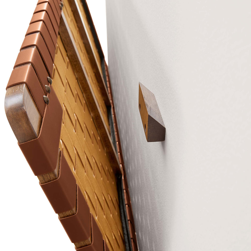 Sparta Weave Wall-Mount Vegan Leather Twin Headboard - Walnut Brown