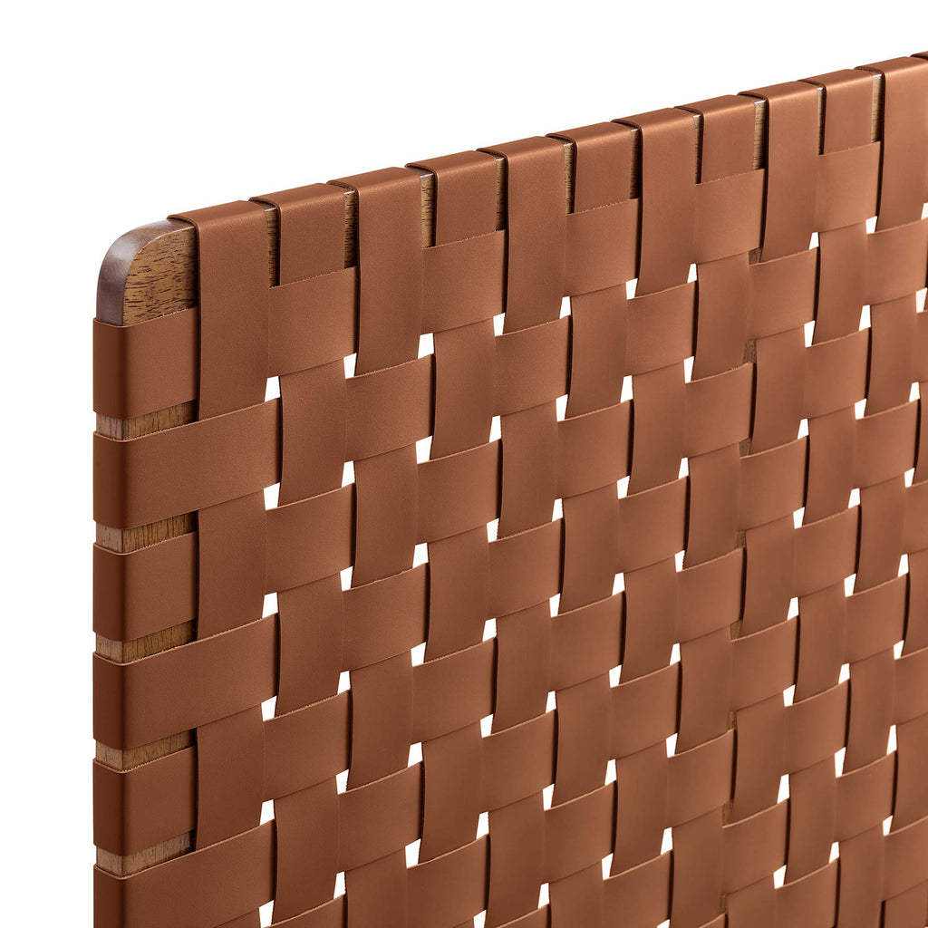 Sparta Weave Wall-Mount Vegan Leather Twin Headboard - Walnut Brown