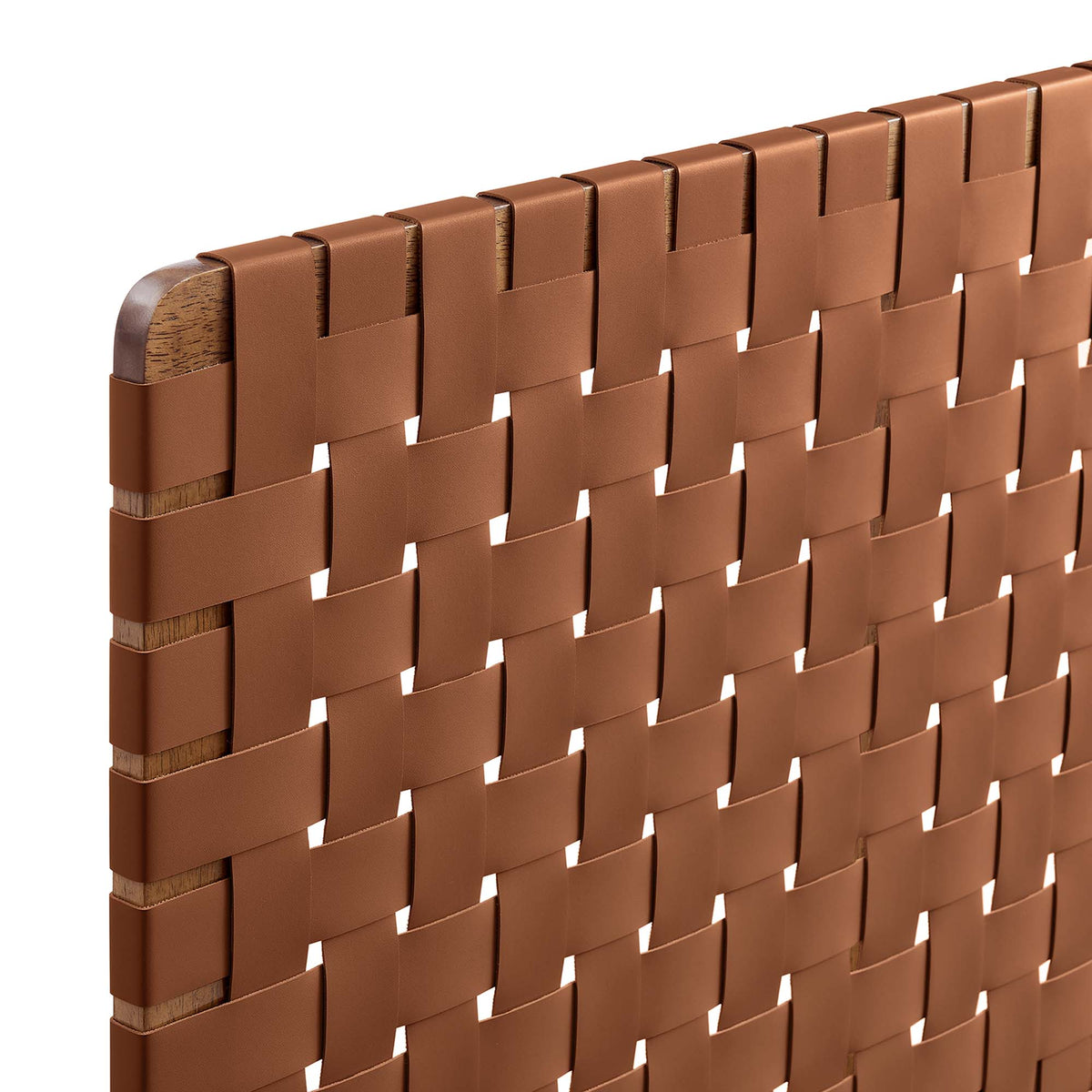 Sparta Weave Wall-Mount Vegan Leather Twin Headboard - Walnut Brown