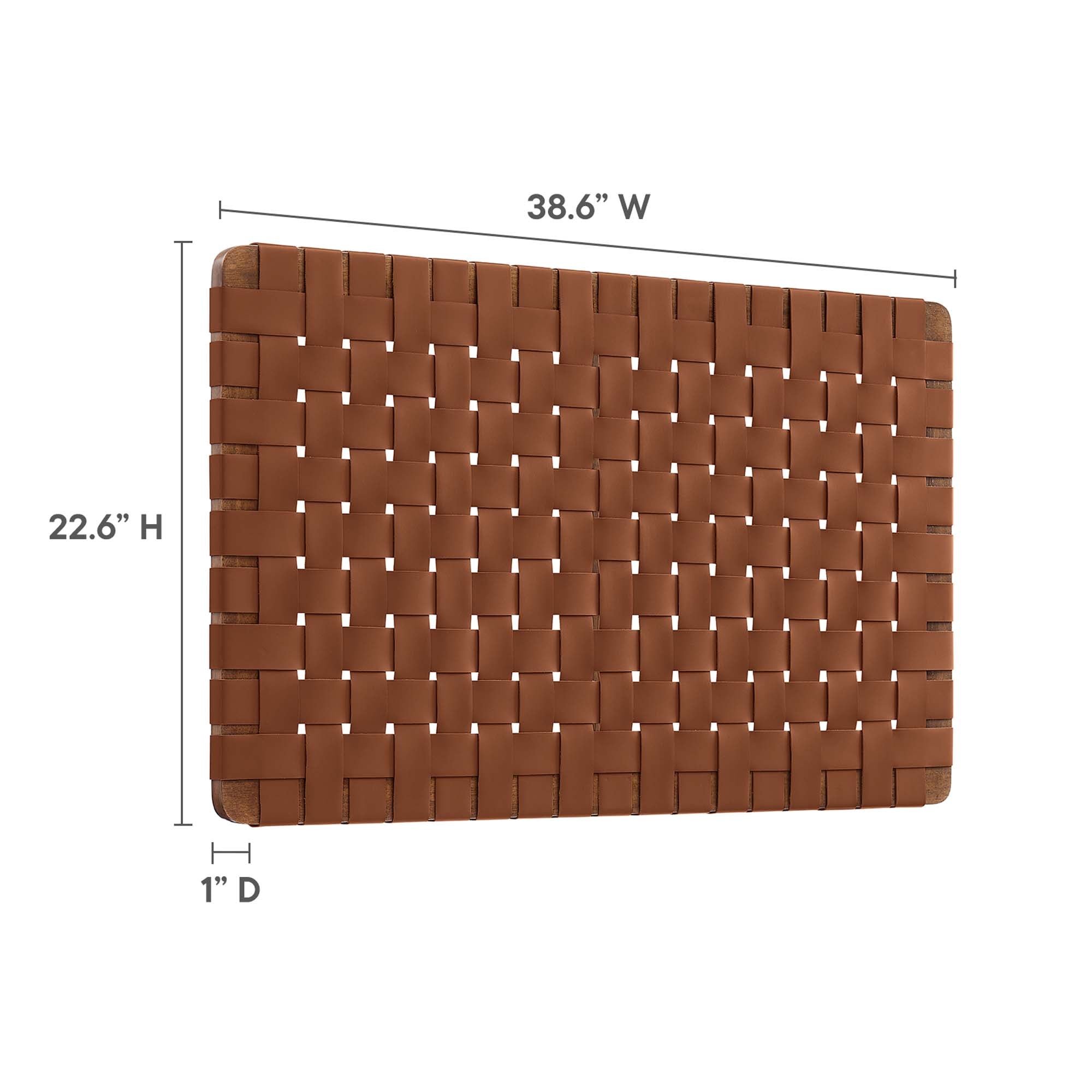Sparta Weave Wall-Mount Vegan Leather Twin Headboard - Walnut Brown